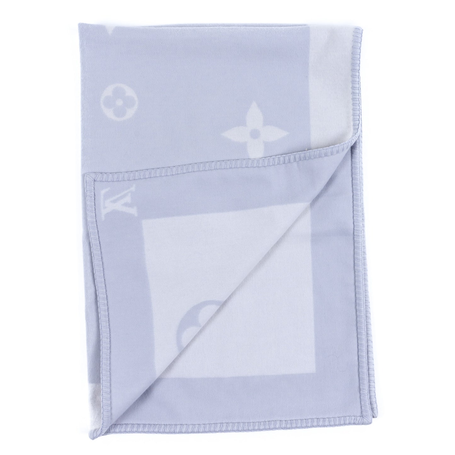 Wool Cashmere Plaid Monogram Blanket Light Purple