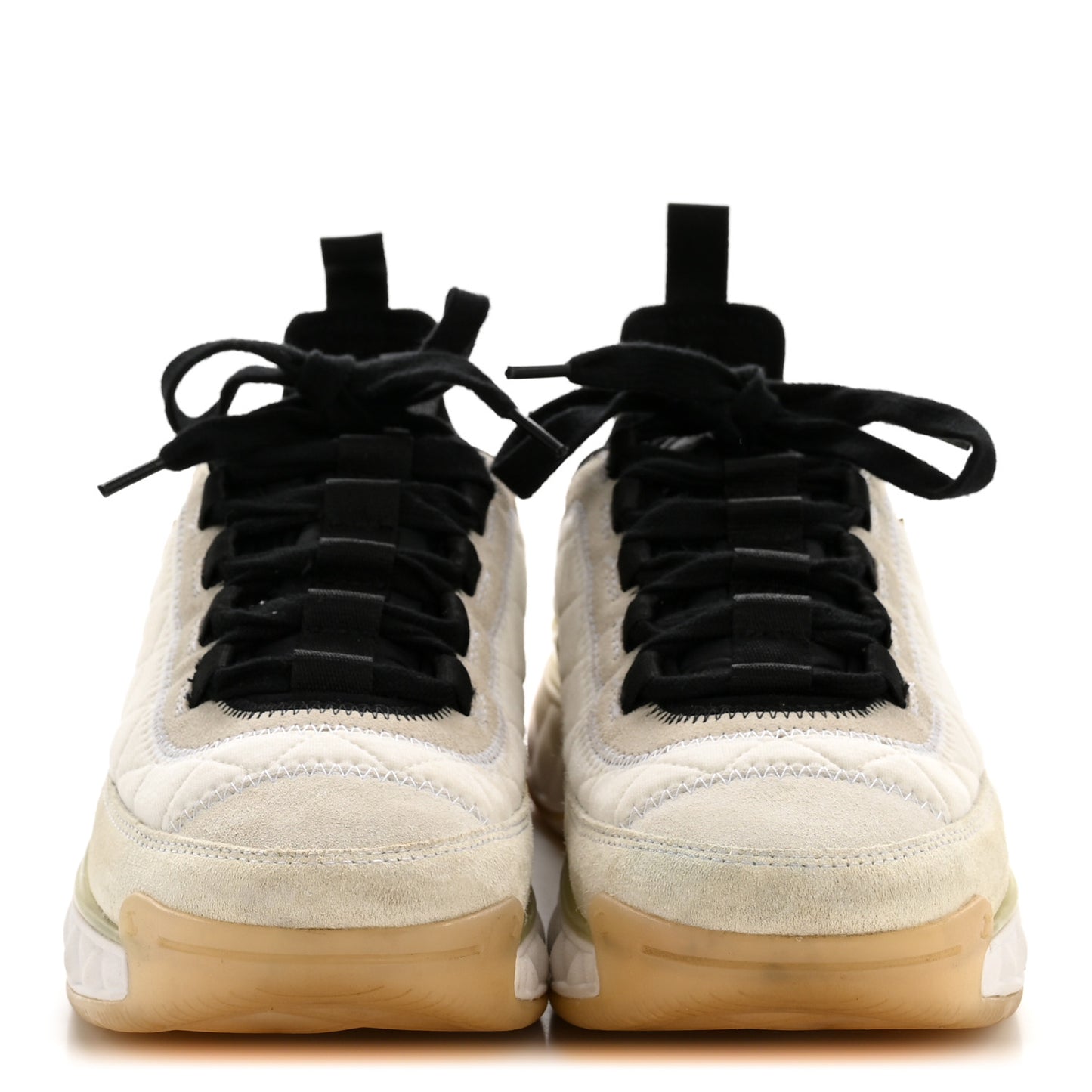 Fabric Suede Calfskin CC Sneakers 37.5 White Ivory