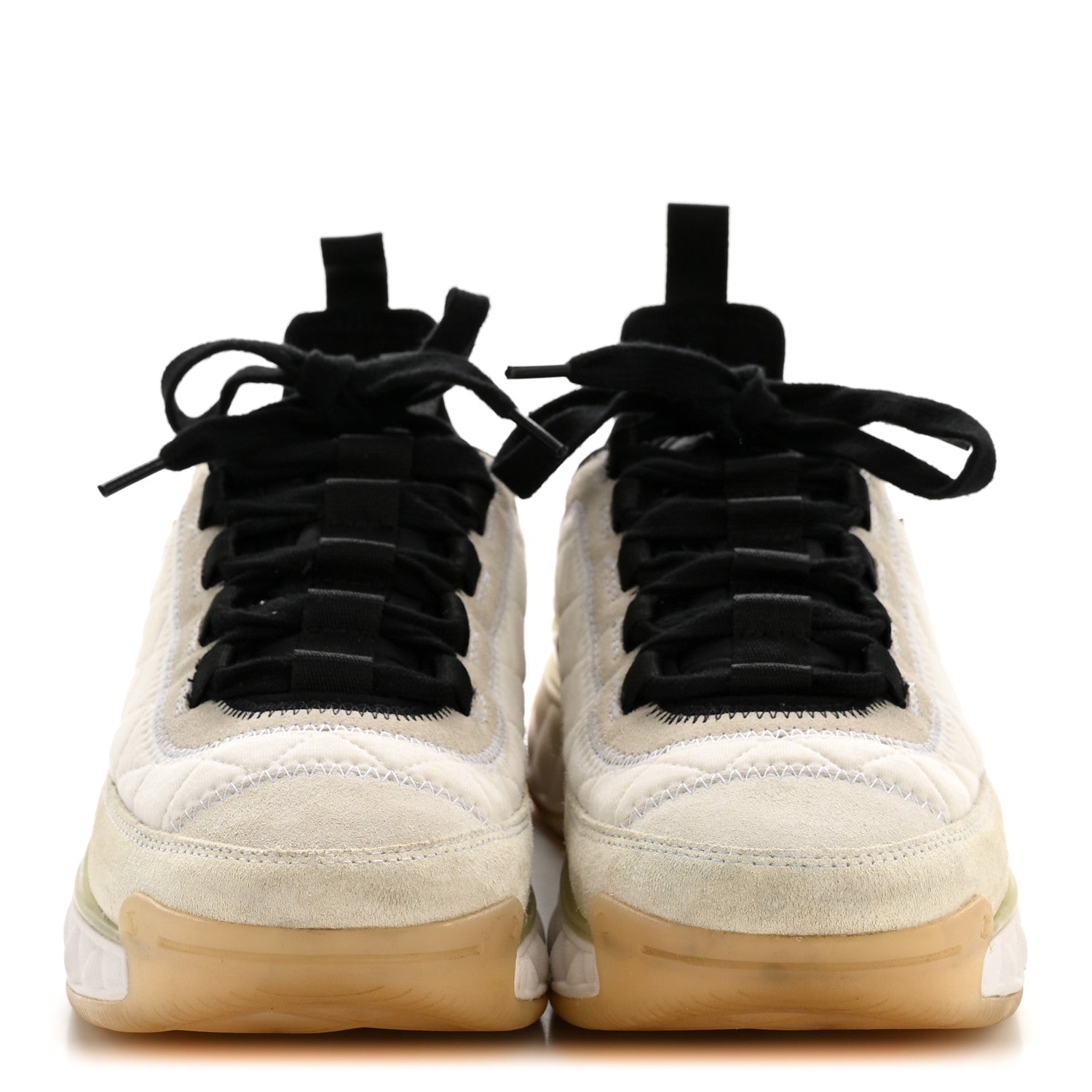 Chanel Fabric Suede Calfskin CC Sneakers 37.5 White Ivory 3 of 10