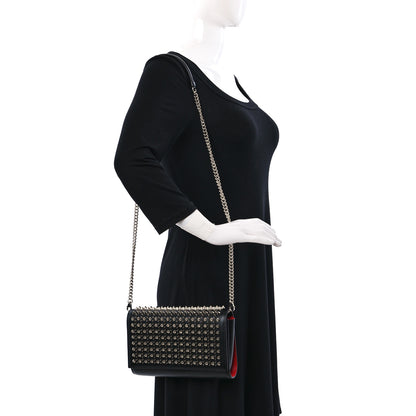 Christian Louboutin Calfskin Patent Spikes Paloma Clutch Clutch Black 2 of 8