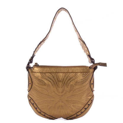 Gucci Metallic Calfskin Embossed Studded Pelham Bronze 1 of 7