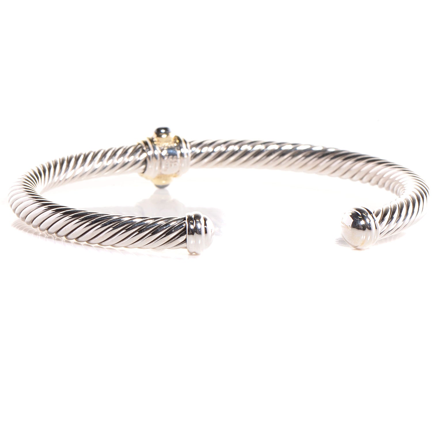 David Yurman Sterling Silver 14k Gold Blue Topaz Hematite 5mm Renaissance Bracelet 3 of 7