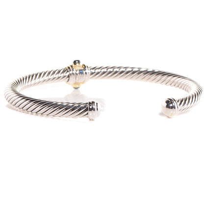 David Yurman Sterling Silver 14k Gold Blue Topaz Hematite 5mm Renaissance Bracelet 3 of 7