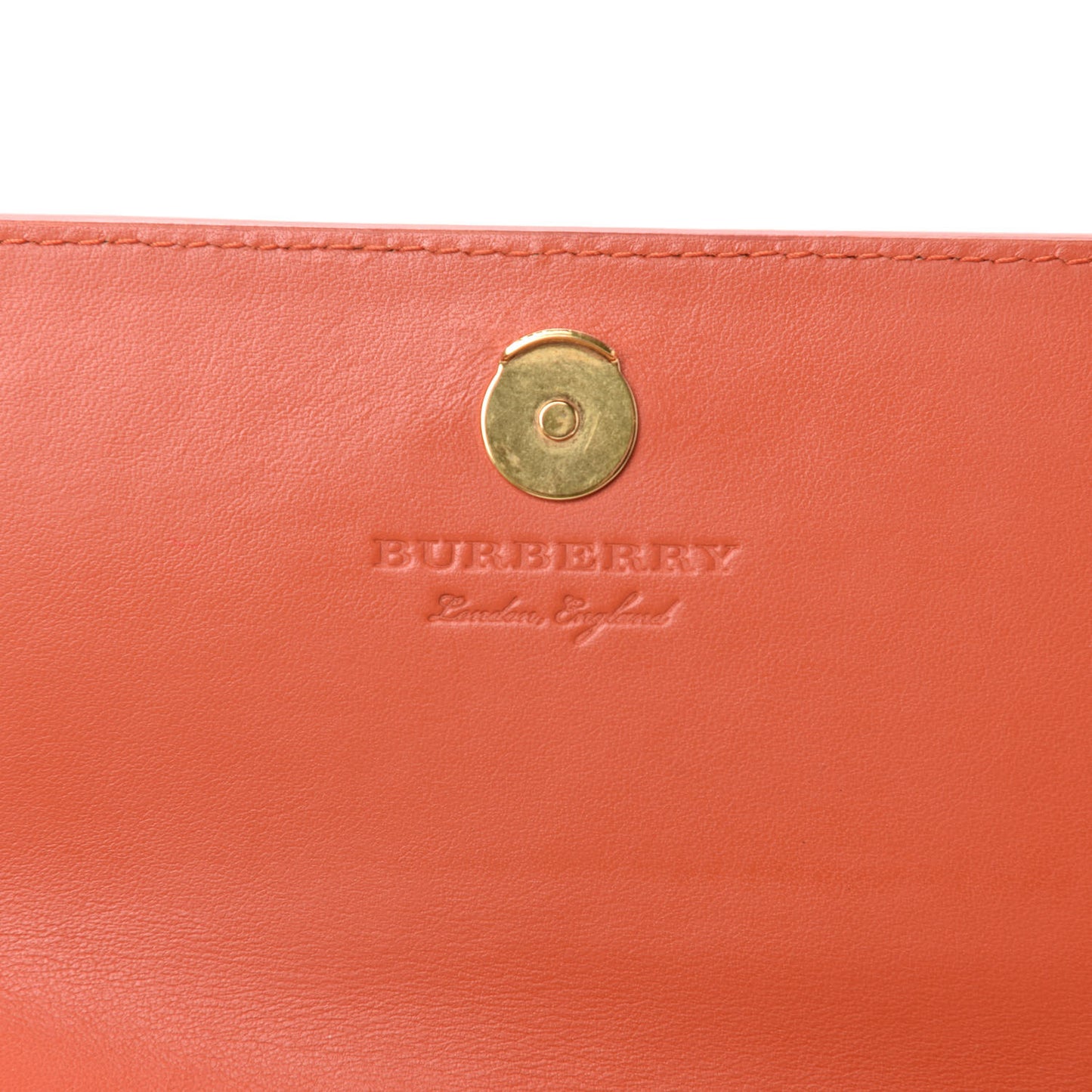 Calfskin Logo Embossed Chain Wallet Orange