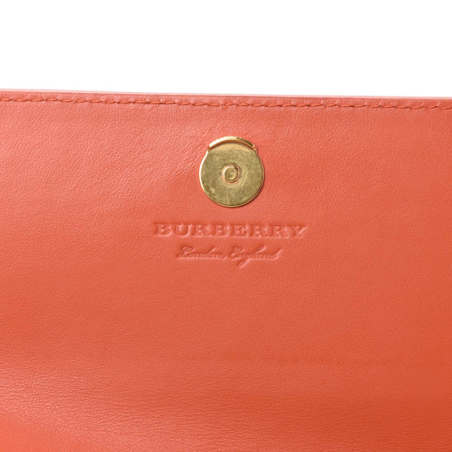 Burberry Calfskin Logo Embossed Chain Wallet Orange 8 of 11