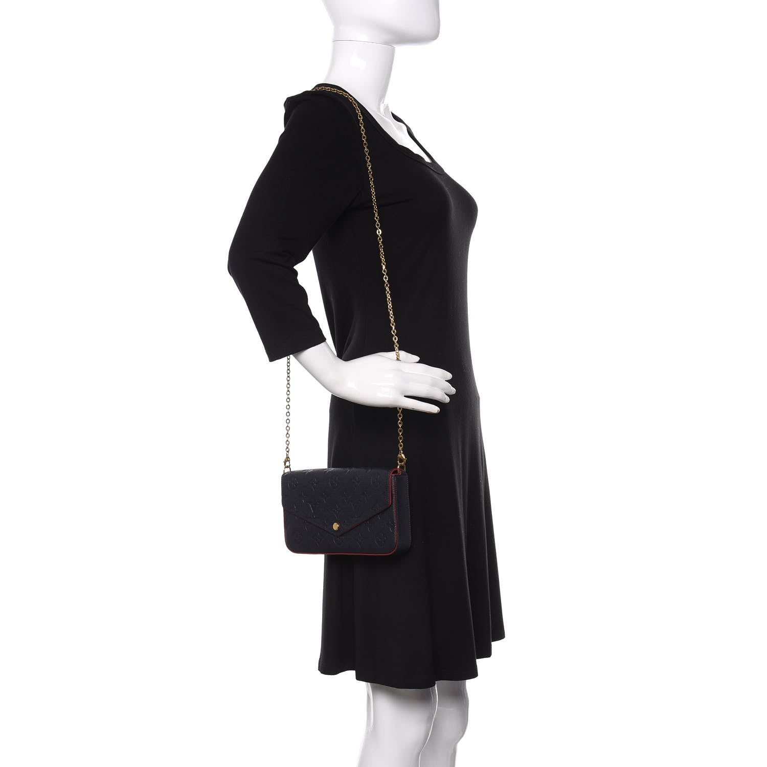 Louis Vuitton Empreinte Pochette Felicie Chain Wallet Marine Rouge 2 of 12