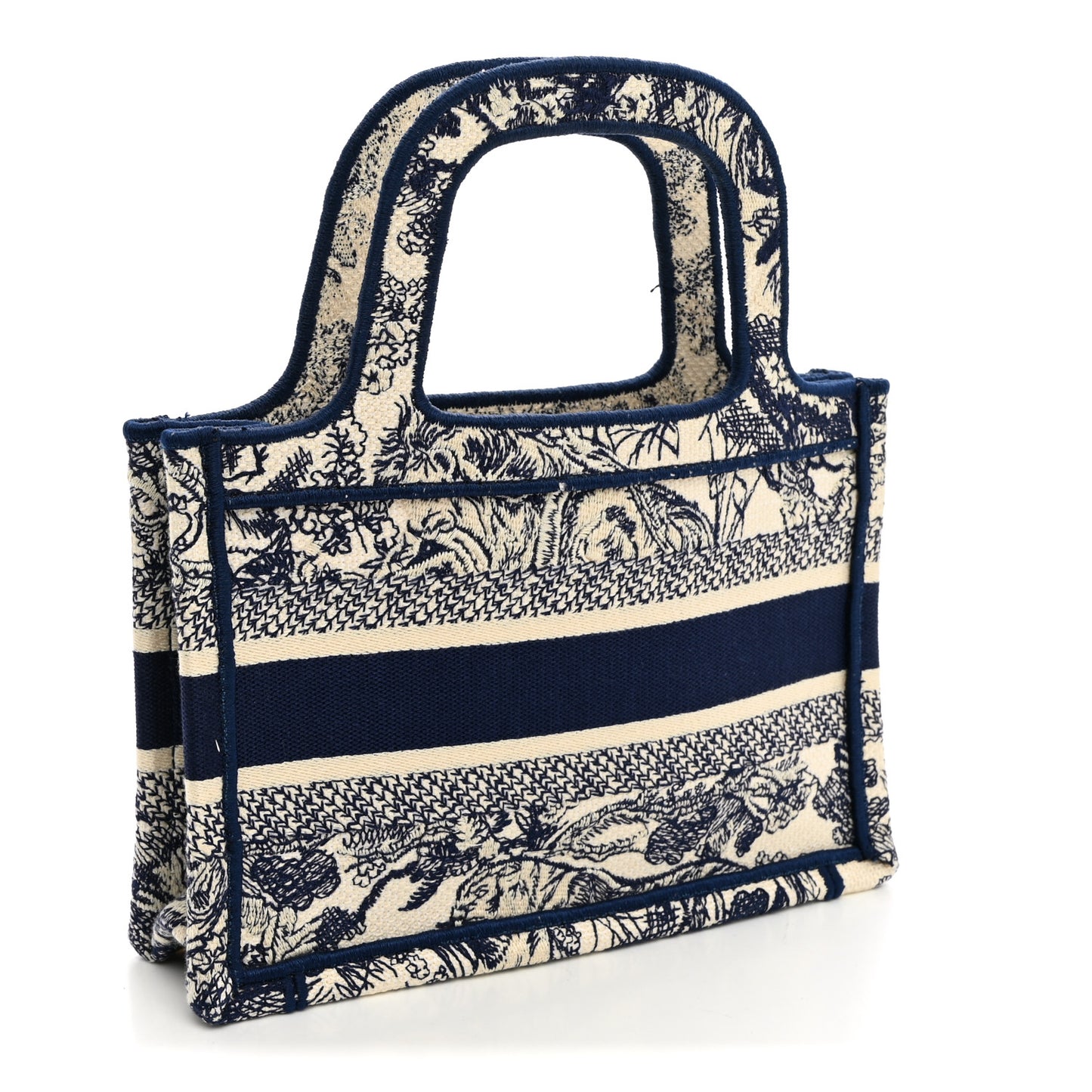 Canvas Embroidered Mini Toile De Jouy Book Tote Blue
