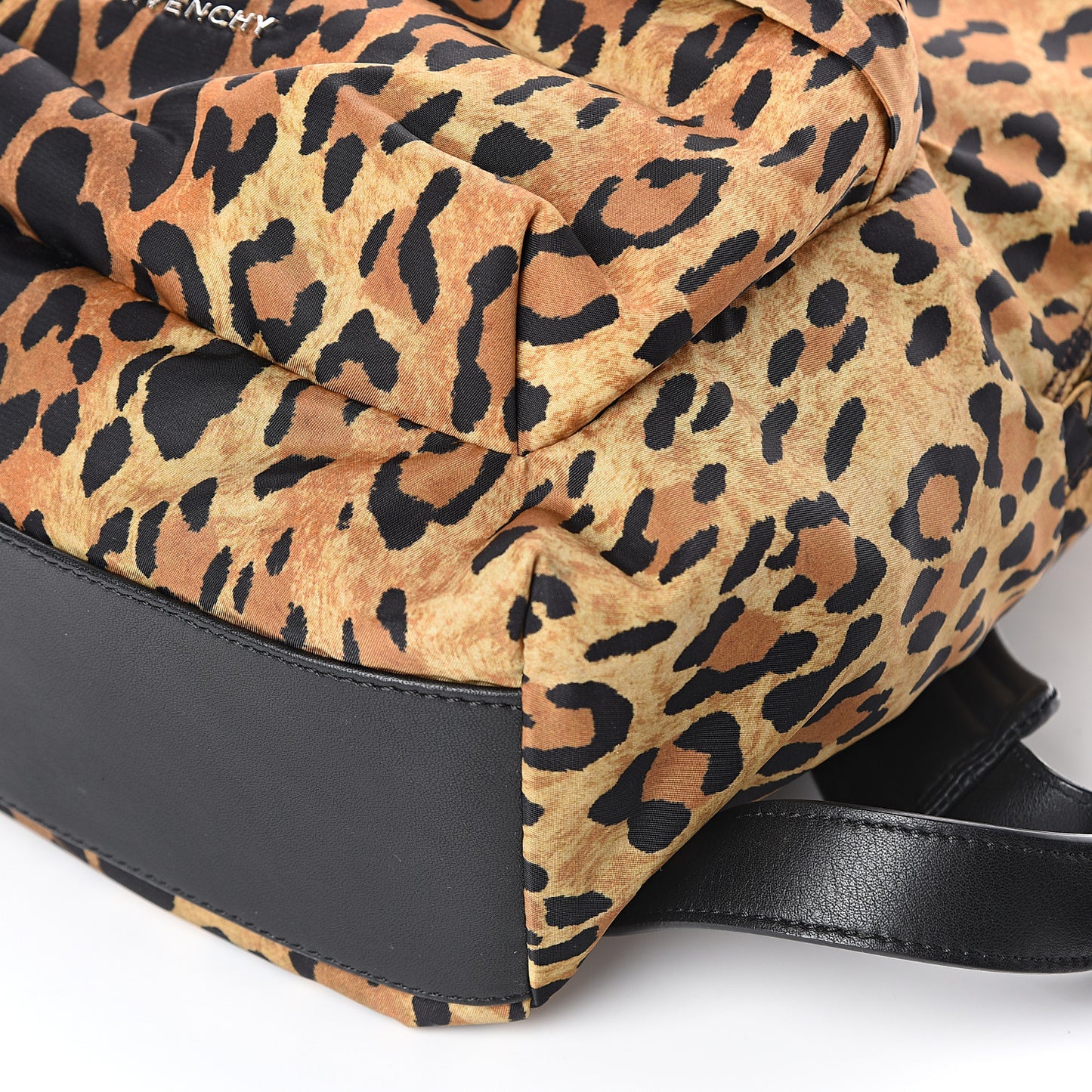 Nylon Calfskin Leopard Print Backpack