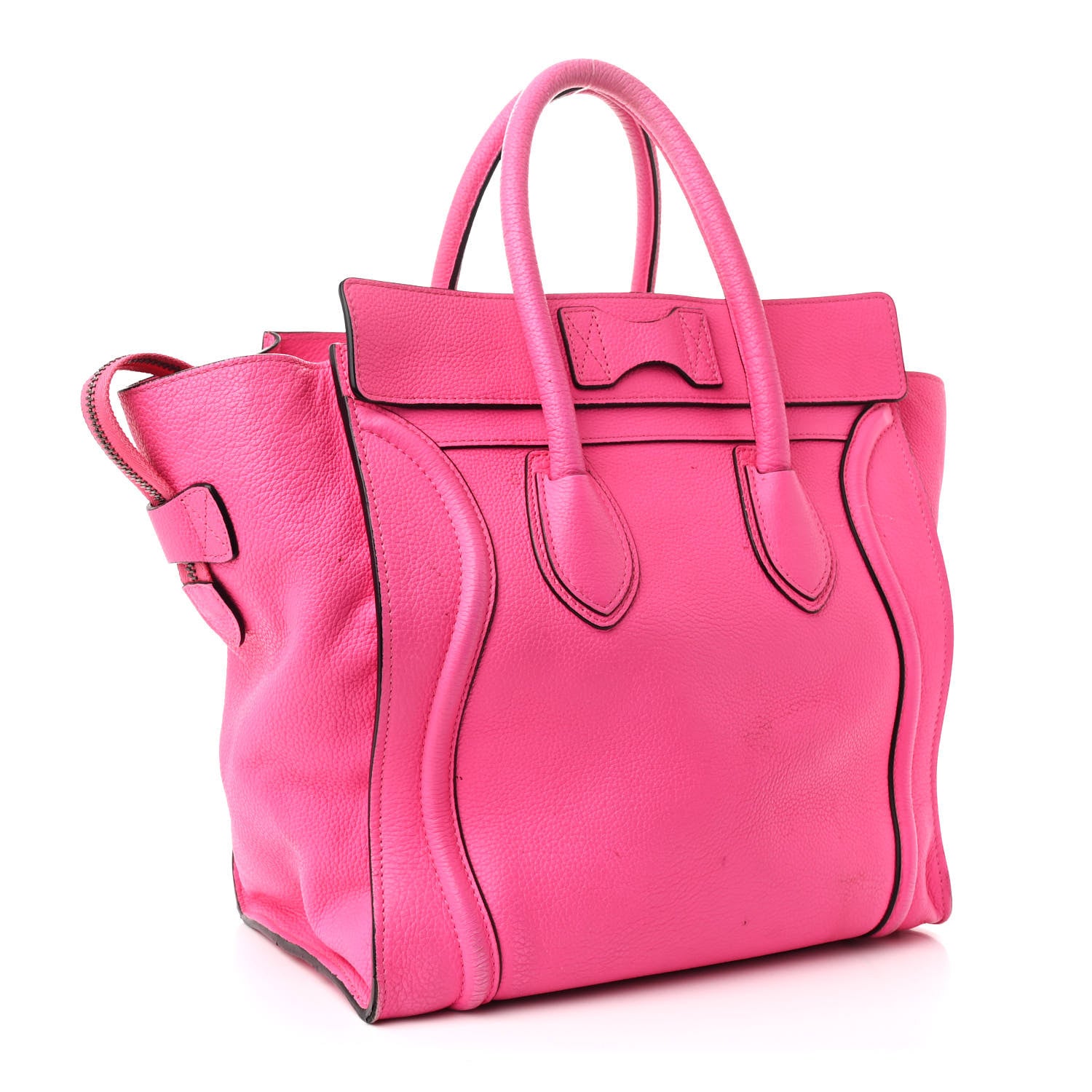 Celine Drummed Calfskin Mini Luggage Fluo Pink 3 of 13