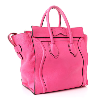 Celine Drummed Calfskin Mini Luggage Fluo Pink 3 of 13