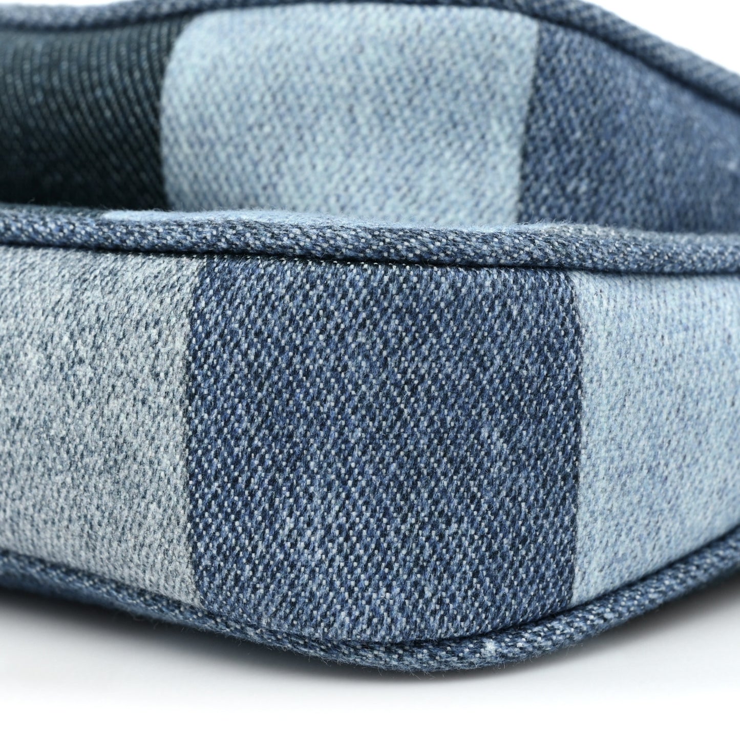 Denim Damier Monogram Patchwork Multi Pochette Accessories Blue Rouge