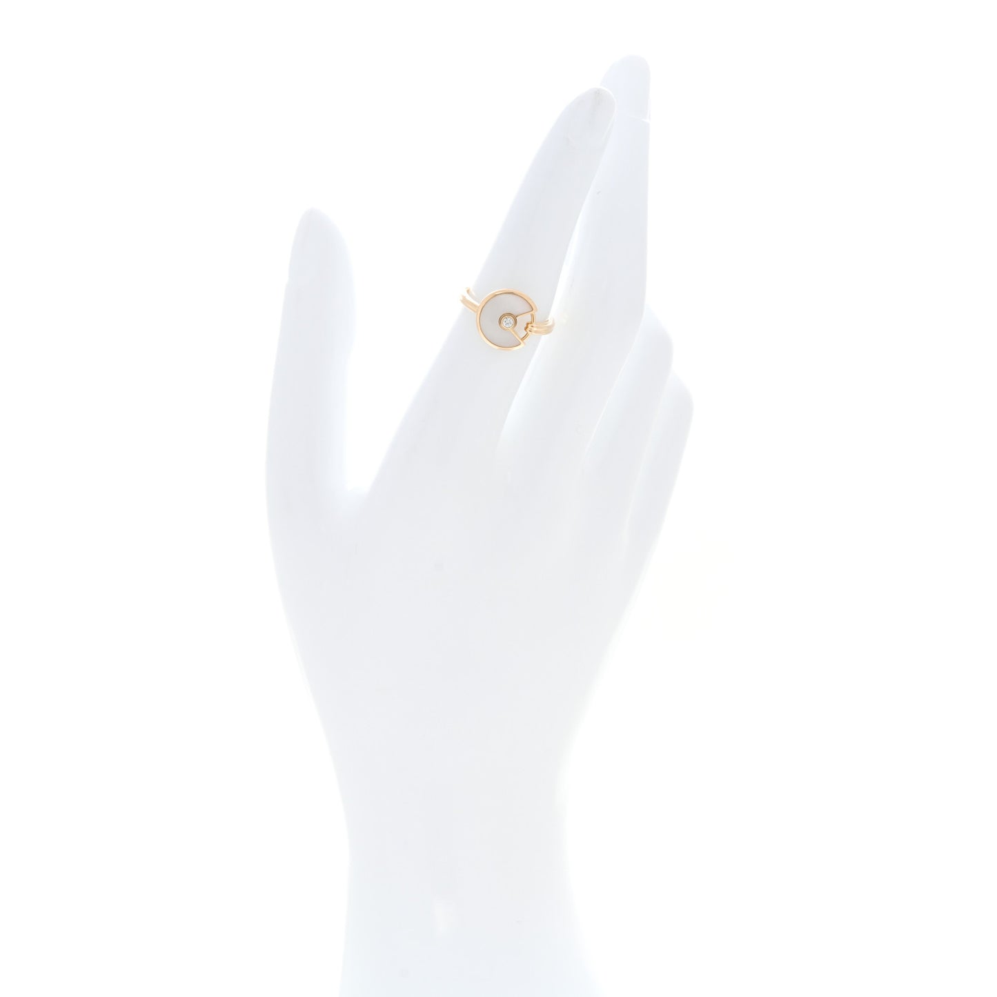 18K Yellow Gold Diamond Mother of Pearl Amulette de Cartier Ring 51 5.75
