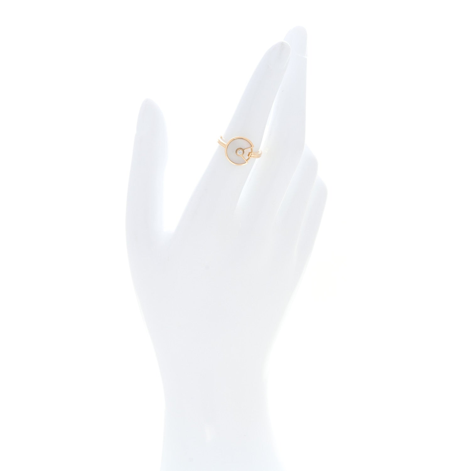 Cartier 18K Yellow Gold Diamond Mother of Pearl Amulette de Cartier Ring 51 5.75 2 of 6