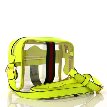 Gucci Vinyl Web Mini Ophidia Transparent Shoulder Bag Yellow Fluo 3 of 9