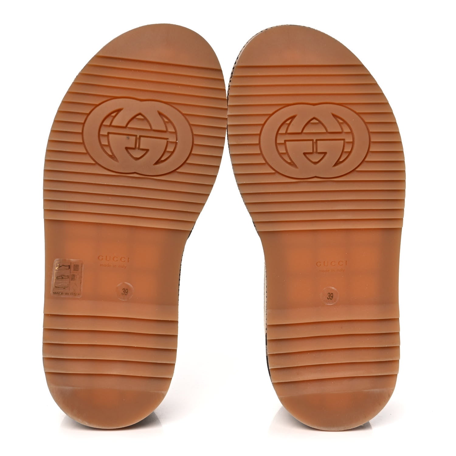 Gucci Monogram Jumbo GG Platform Slide Wedge Sandals 39 Camel Ebony 5 of 10