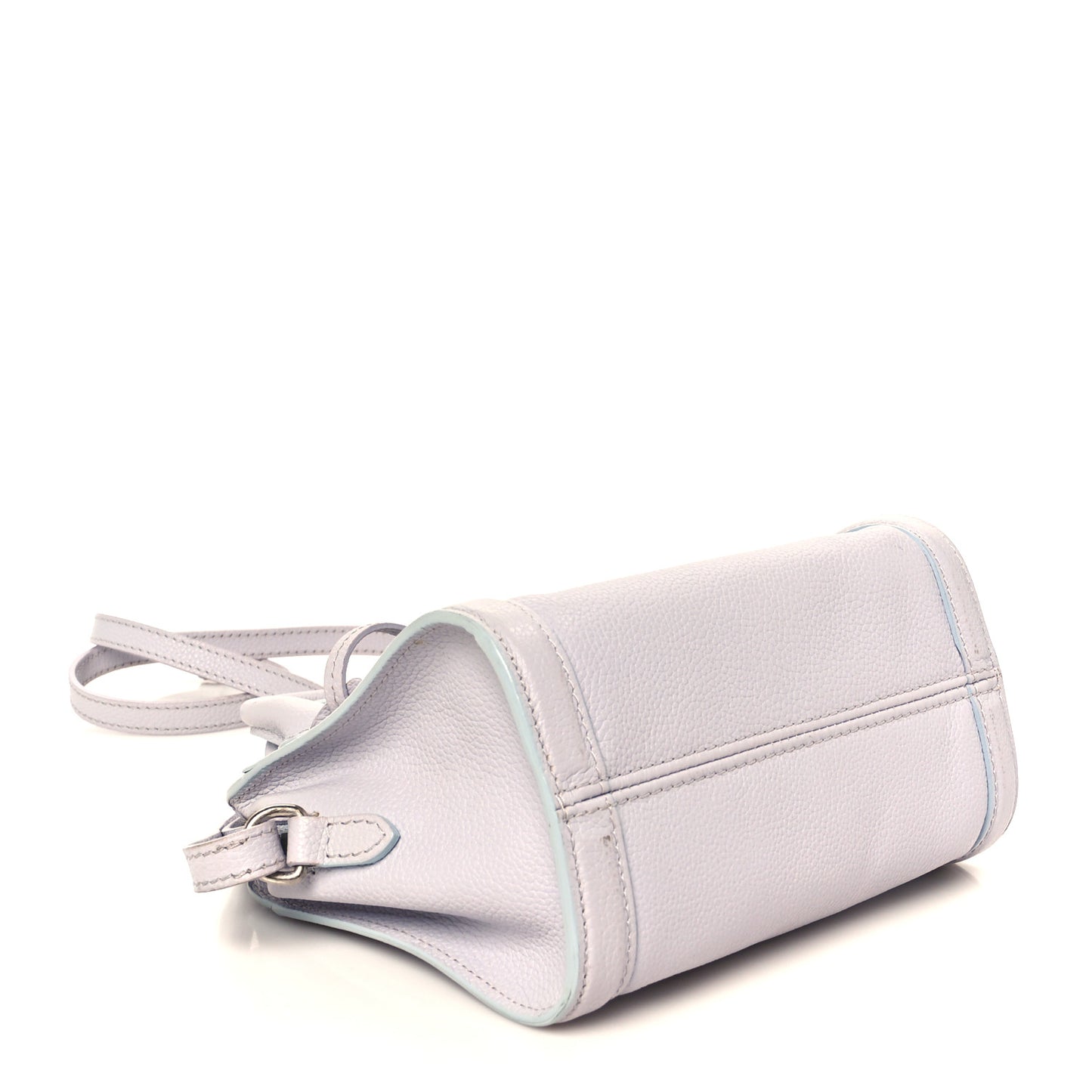 Pebbled Calfskin Mini Skull Padlock Zip Around Tote Lavender