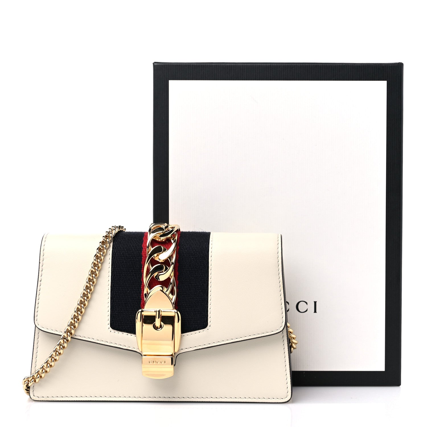 Gucci Calfskin Super Mini Sylvie Chain Shoulder Bag White 10 of 10
