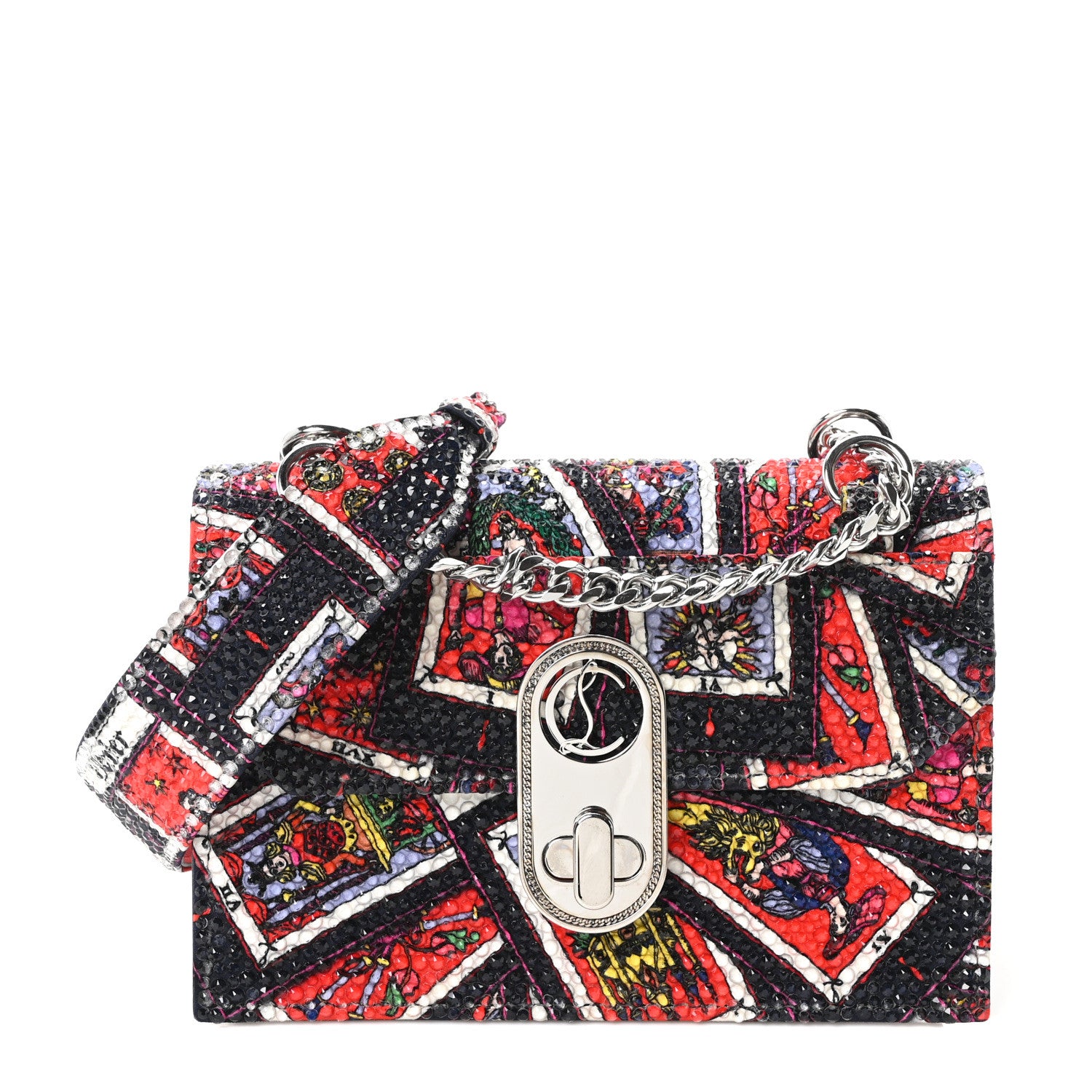 Christian Louboutin Crepe Satin Elisa Mini Tarot Shoulder Bag Multicolor Black 1 of 11