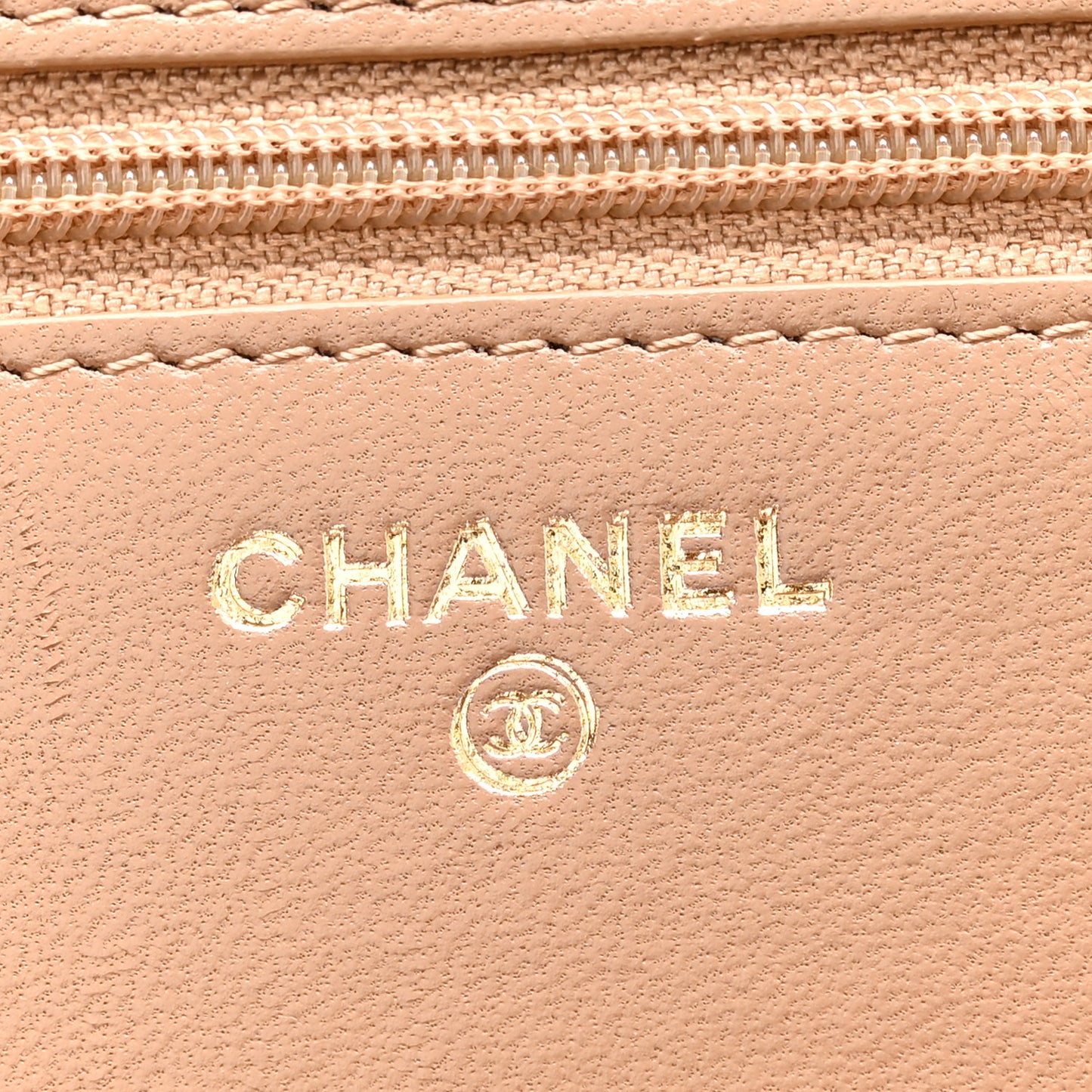 Lambskin Quilted Trendy CC Wallet On Chain WOC Beige