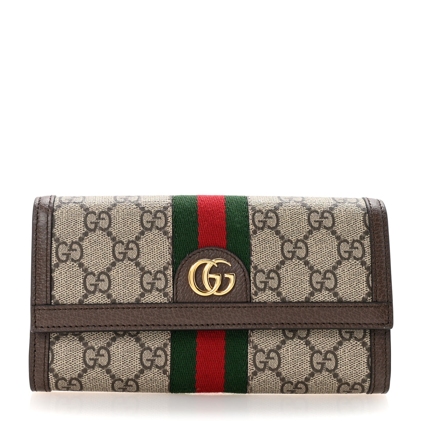 GG Supreme Monogram Web Ophidia Continental Wallet Brown