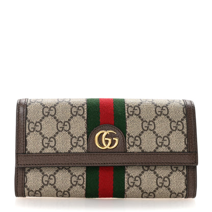 Gucci GG Supreme Monogram Web Ophidia Continental Wallet Brown 1 of 7