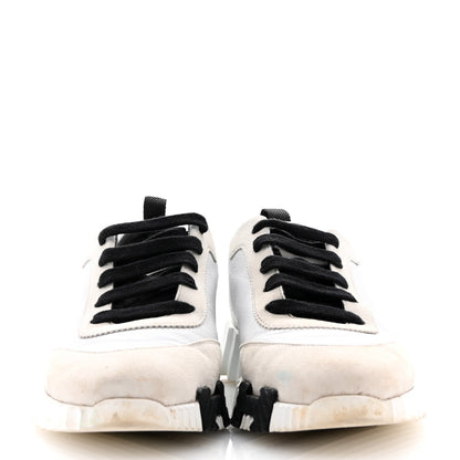 Hermes Goatskin Suede Goatskin Bouncing Sneakers White Black 3 of 11