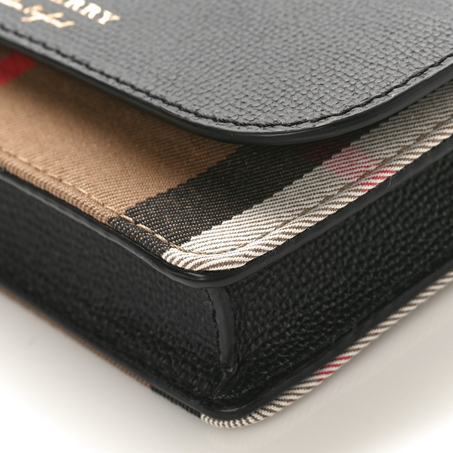 Derby Calfskin House Check Wallet On Chain Black