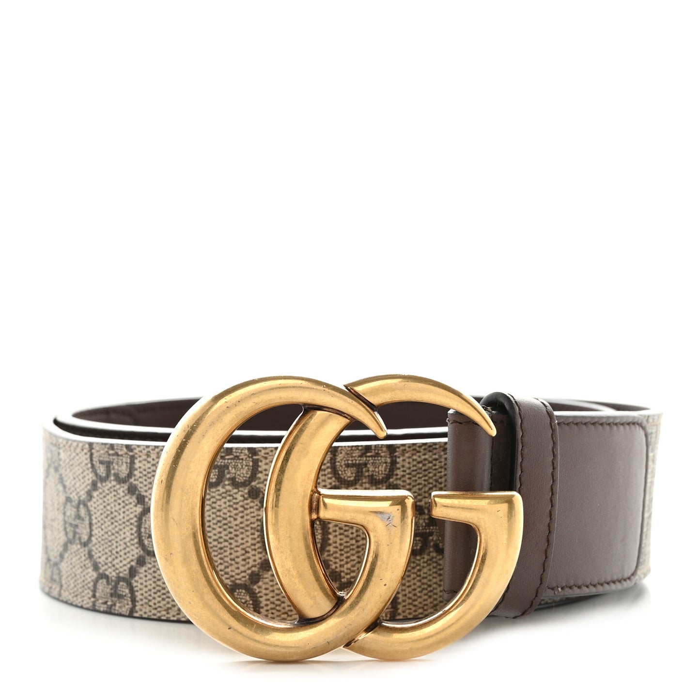 GG Supreme Monogram Matte Plutone Calfskin Double G 40mm Belt 85 34 Beige Ebony New Acero