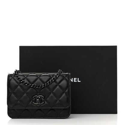 Chanel Lambskin Quilted Mini Trendy CC Wallet On Chain WOC So Black 11 of 11