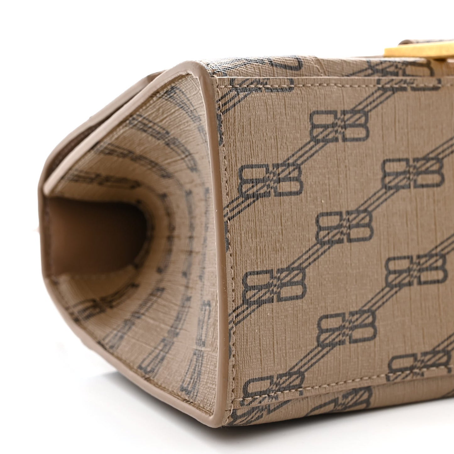 Coated Canvas BB Monogram Small Hourglass Top Handle Bag Beige Brown