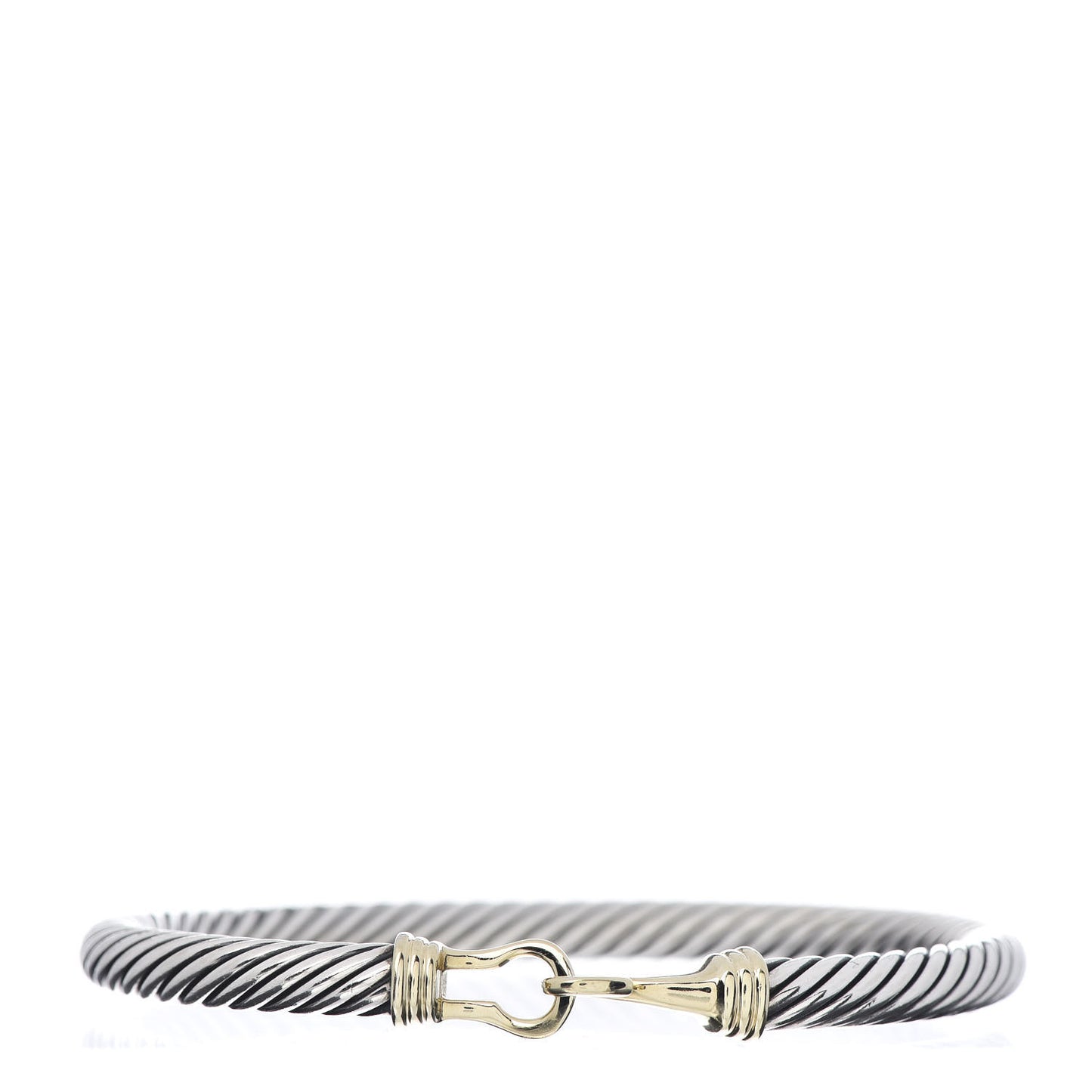 Sterling Silver 14K Yellow Gold 5mm Cable Classic Buckle Bracelet