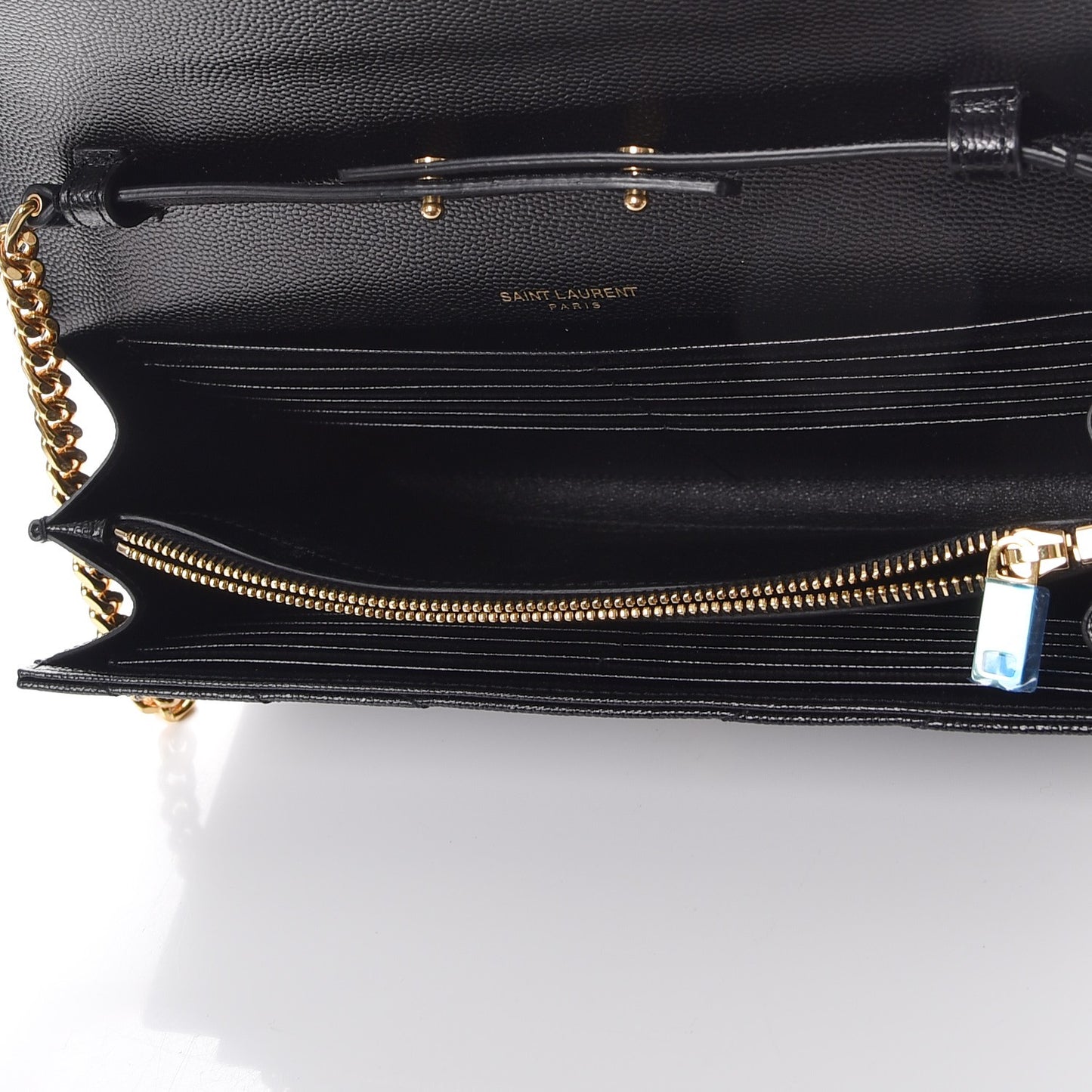 Grain De Poudre Matelasse Chevron Monogram Chain Wallet Black