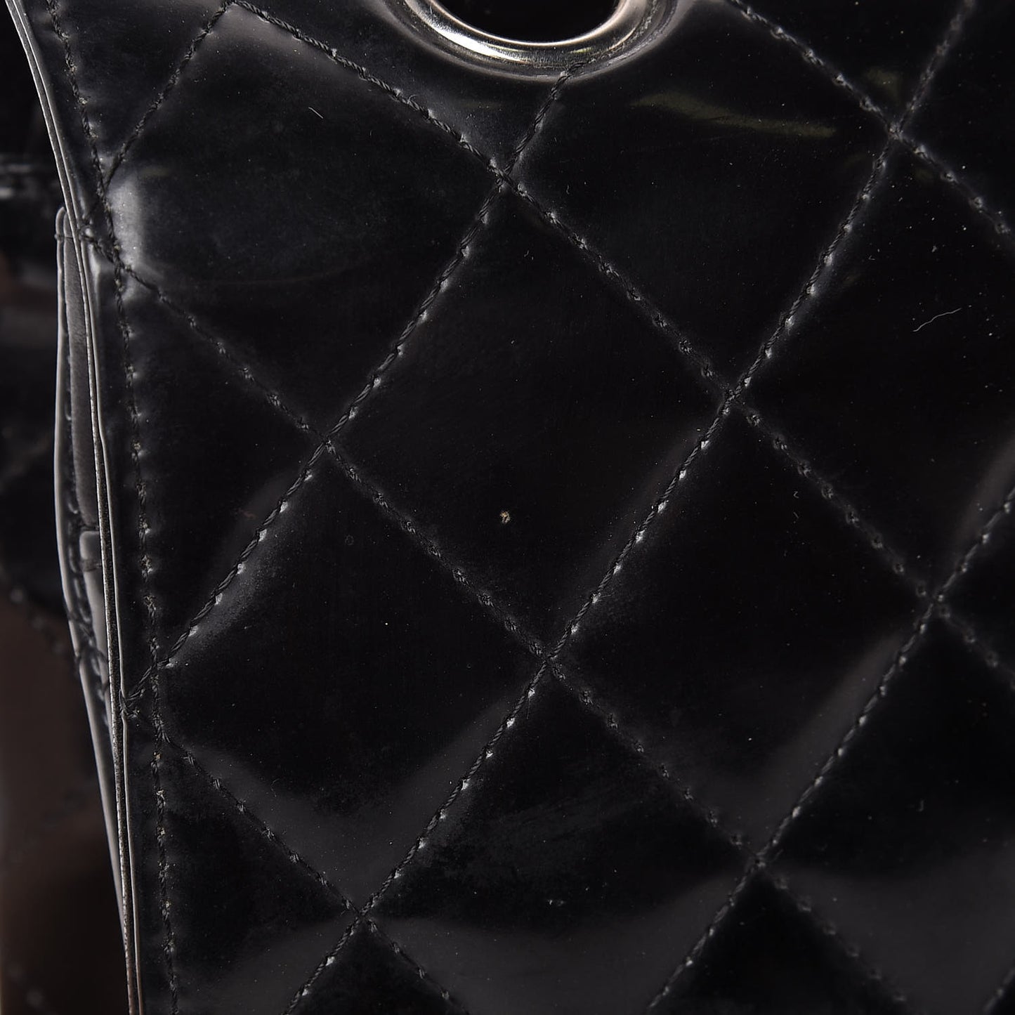 Patent Quilted Medium Double Flap Black