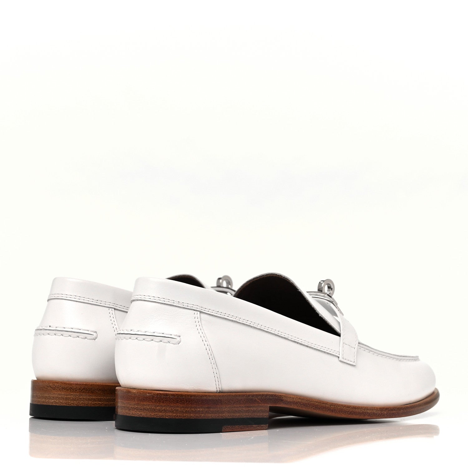 Hermes Calfskin Womens Destin Loafer 37 White 4 of 9