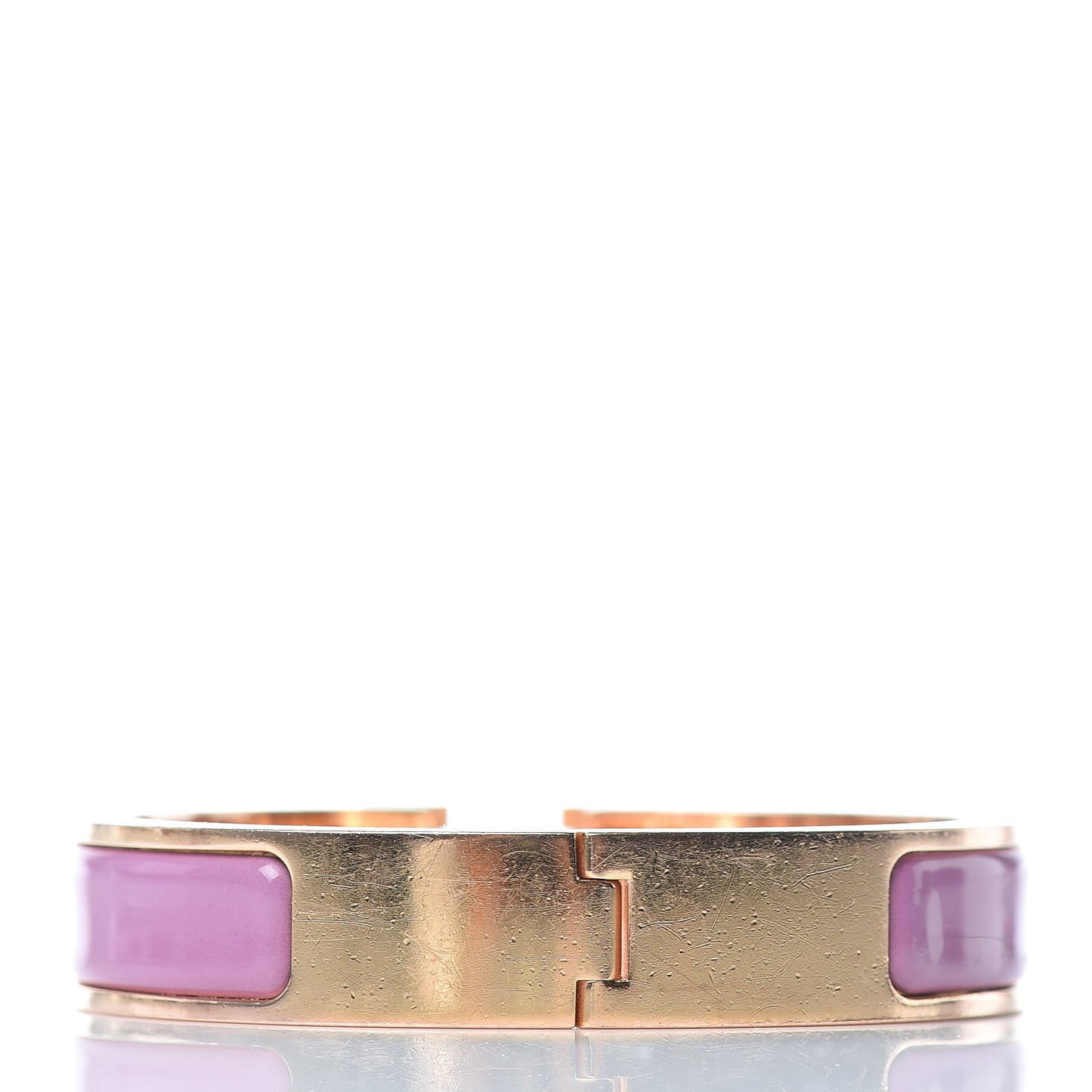 Enamel Narrow Clic Clac H Bracelet PM Rose Velours