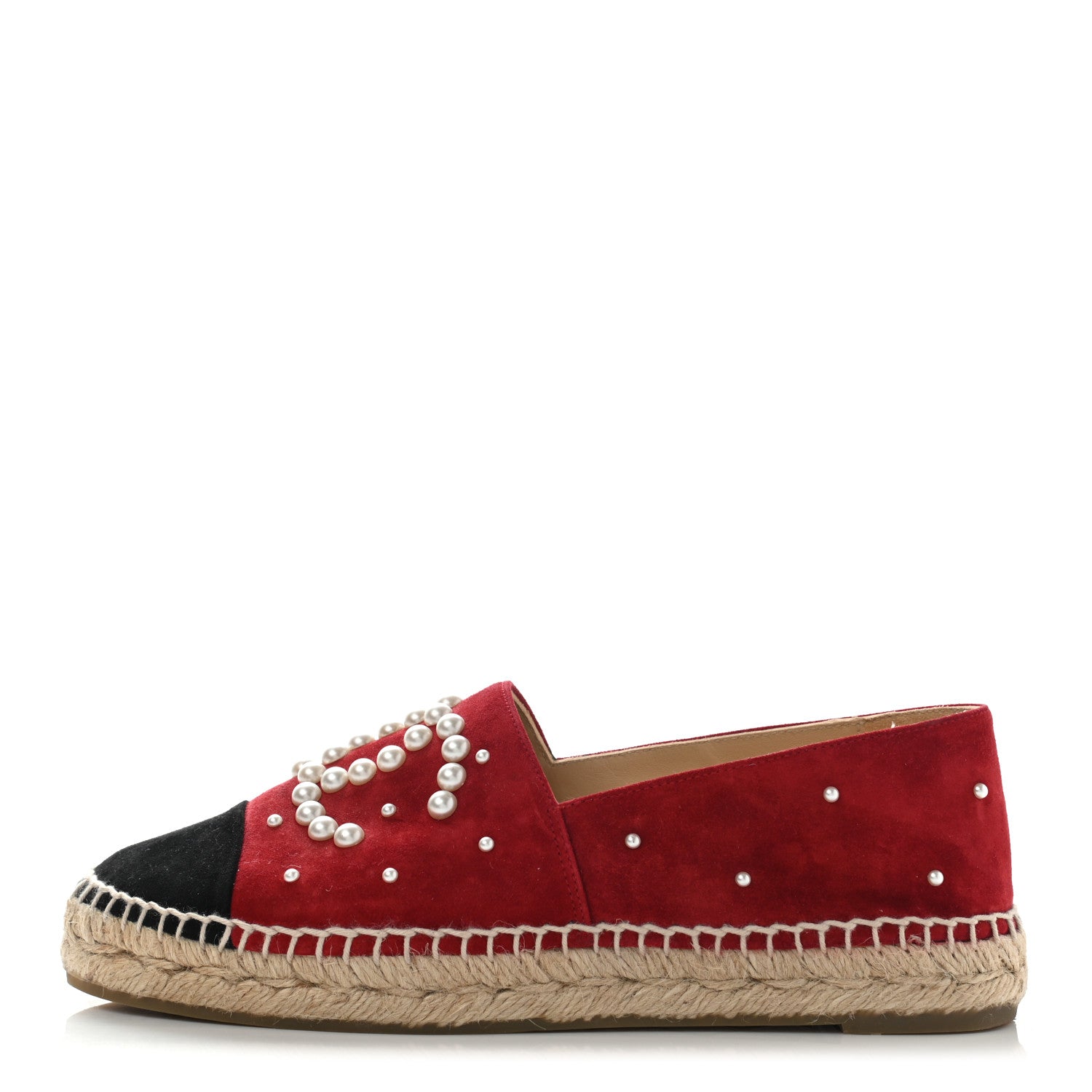 Chanel Suede Pearl CC Espadrilles 37 Red 1 of 10