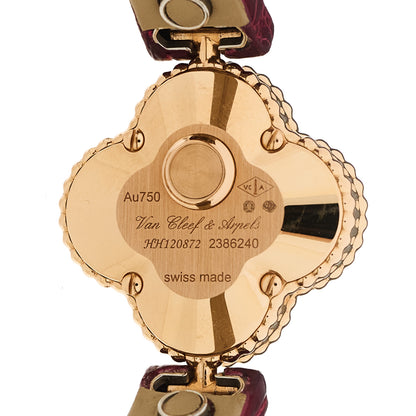 Van Cleef & Arpels 18K Rose Gold Alligator Mother Of Pearl 23mm Sweet Alhambra Quartz Watch 4 of 6