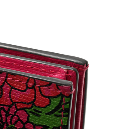 Gucci X KEN SCOTT Textured Calfskin Pomponica Print Horsebit 1955 Card Case Wallet Multicolor Fuxia Pompom 7 of 8
