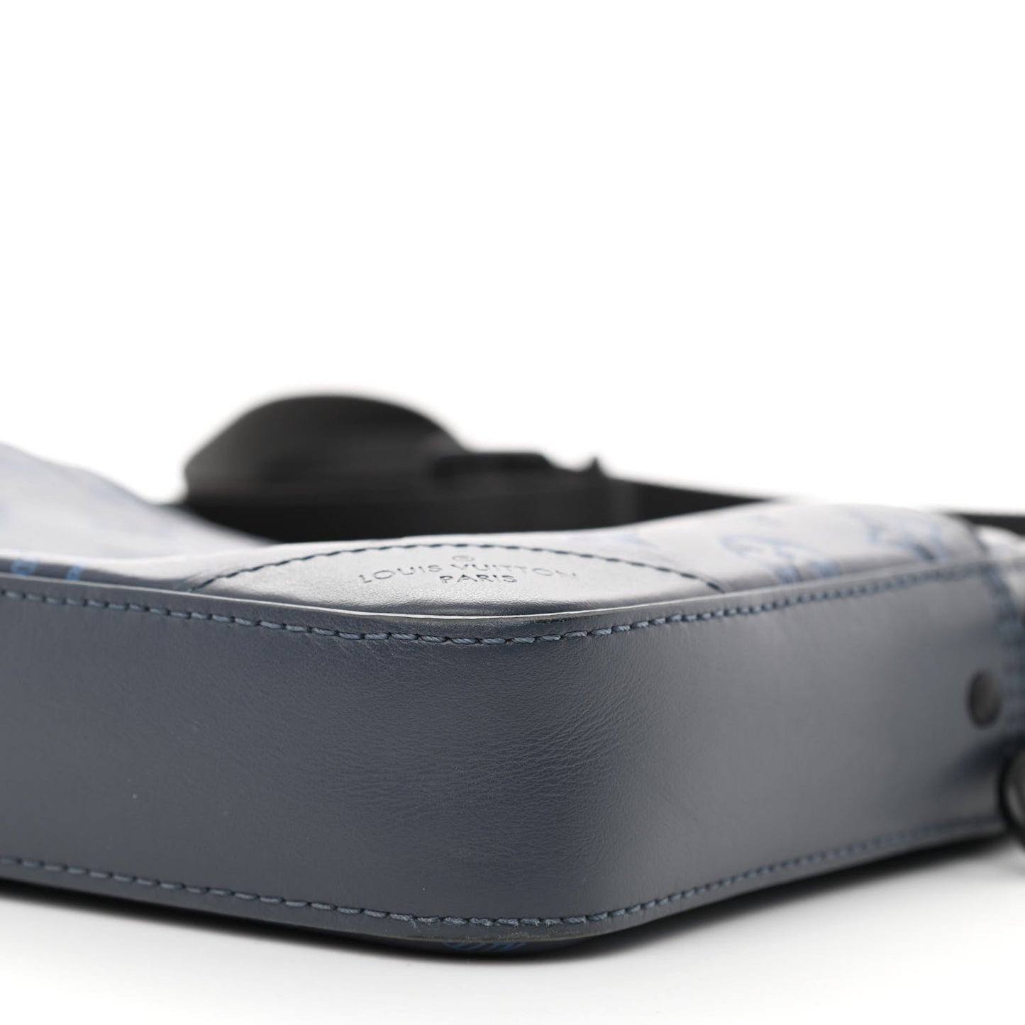 Calfskin Monogram Shadow Duo Messenger Navy Blue