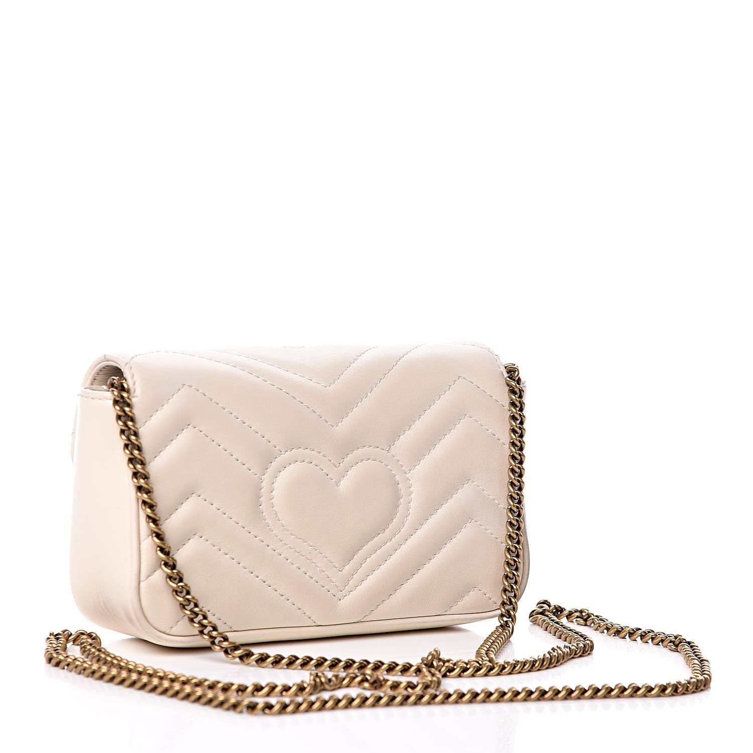 Gucci Calfskin Matelasse Super Mini GG Marmont Shoulder Bag White 3 of 11