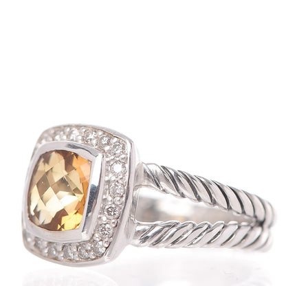 David Yurman Sterling Silver Diamond Citrine 7mm Petite Albion Ring 49 5 4 of 5
