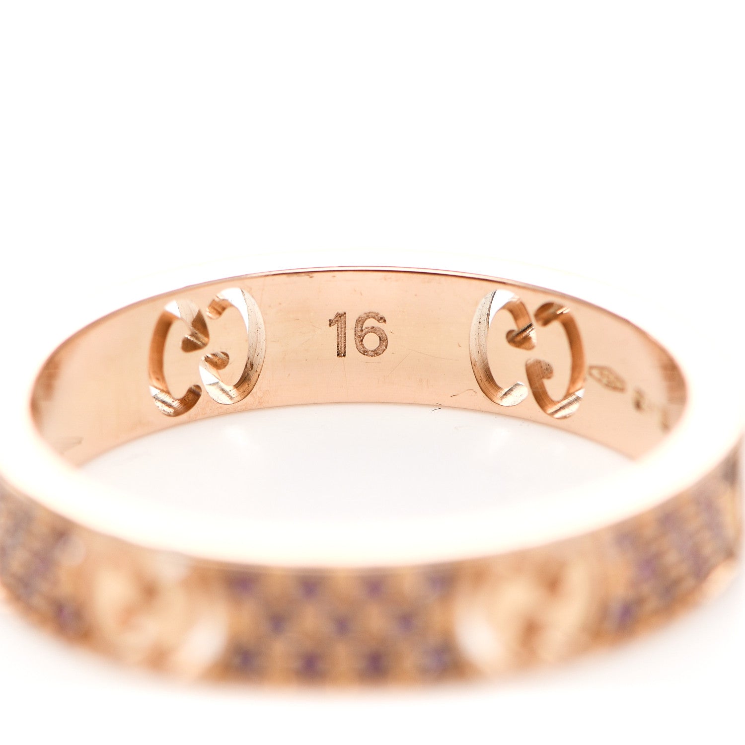 Gucci 18K Rose Gold Pink Sapphire Icon Stardust Thin Band Ring 55 7.25 5 of 5