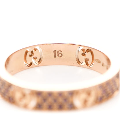 Gucci 18K Rose Gold Pink Sapphire Icon Stardust Thin Band Ring 55 7.25 5 of 5
