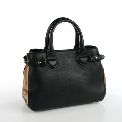 Burberry Calfskin House Check Small Banner Tote Black 3 of 8