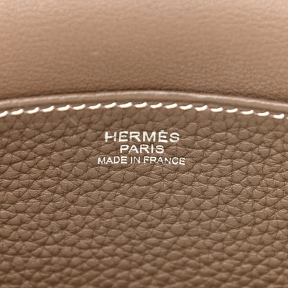 Hermes Taurillon Clemence Halzan 31 GM Etoupe 6 of 9