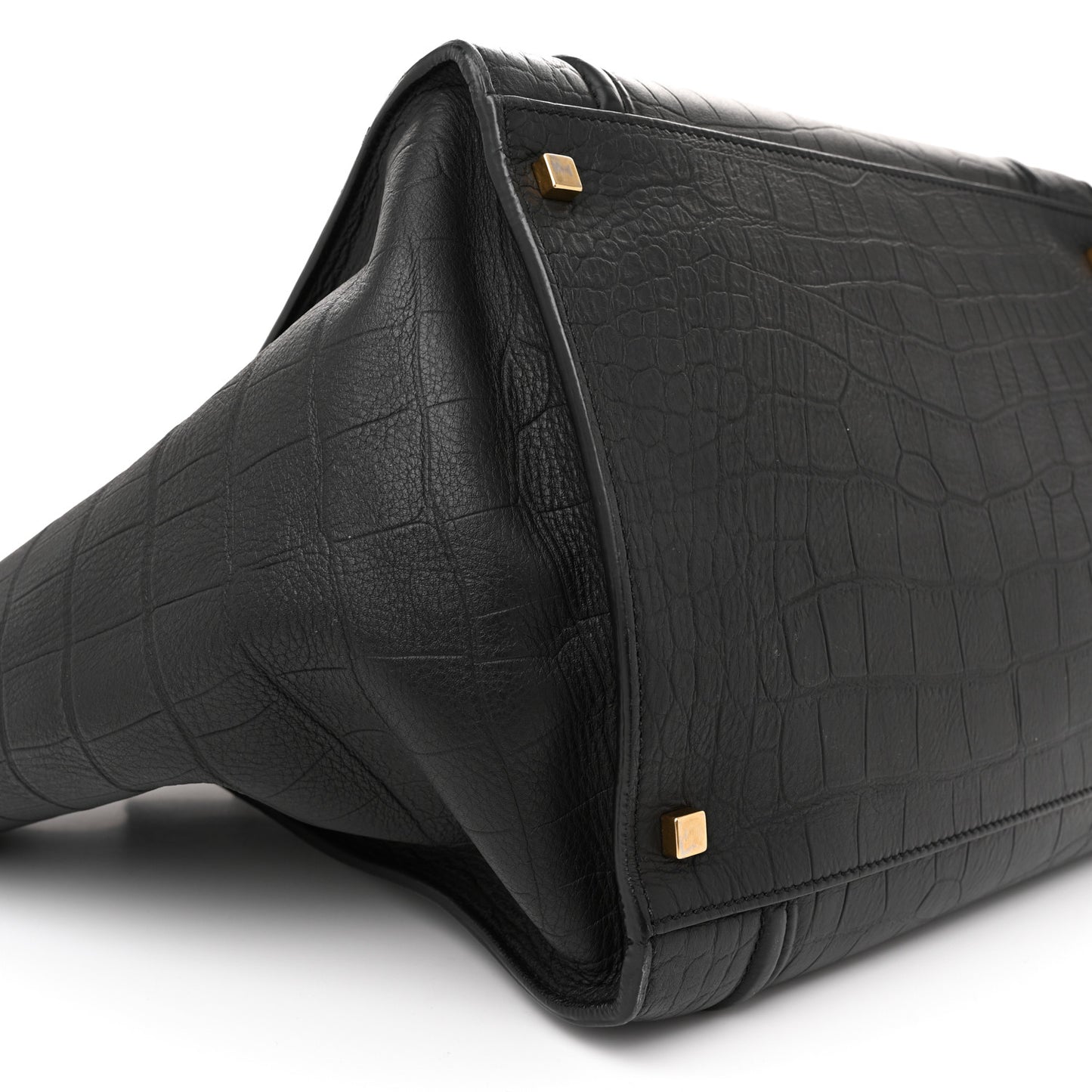 Crocodile Embossed Calfskin Large Phantom Luggage Black