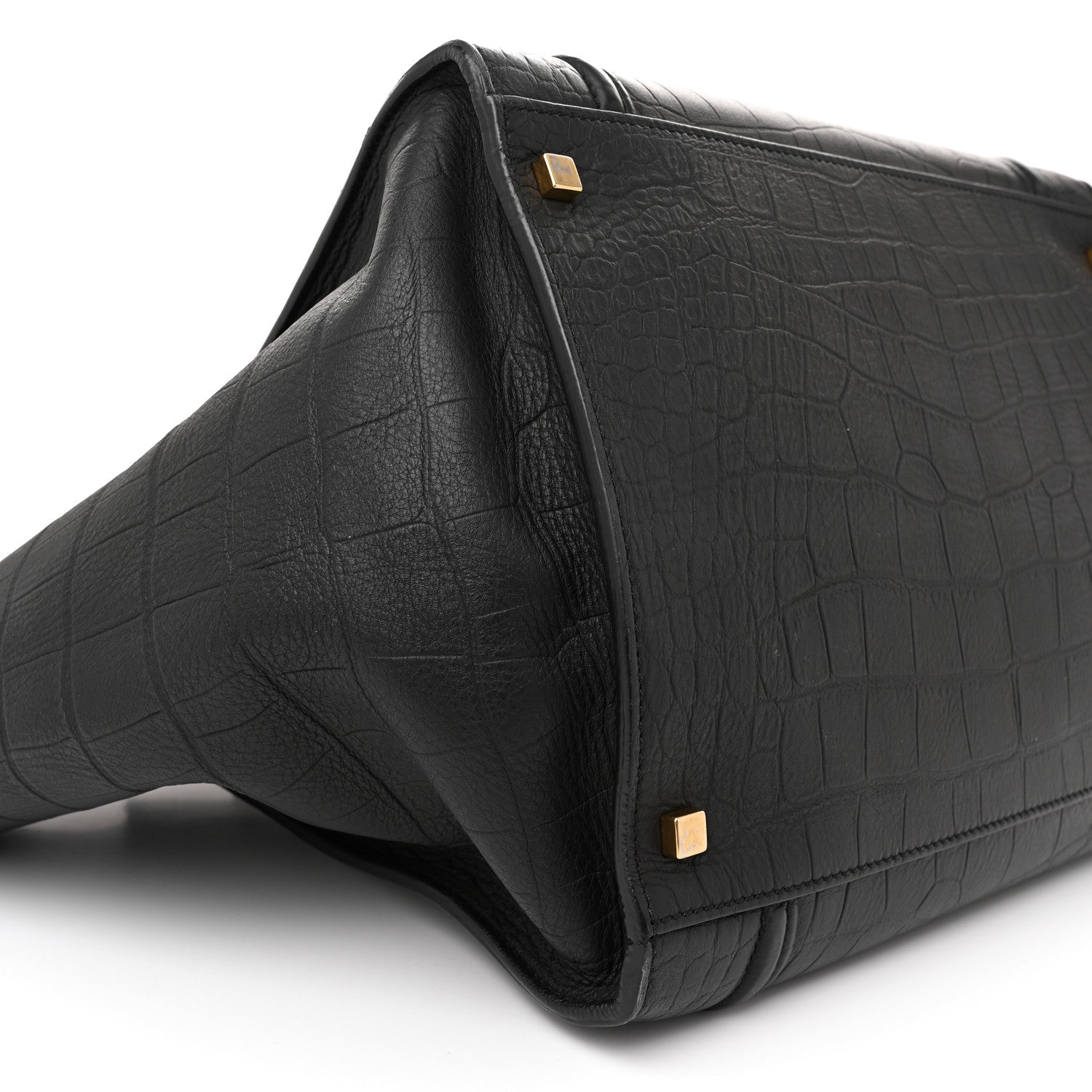 Celine Crocodile Embossed Calfskin Large Phantom Luggage Black 9 of 14