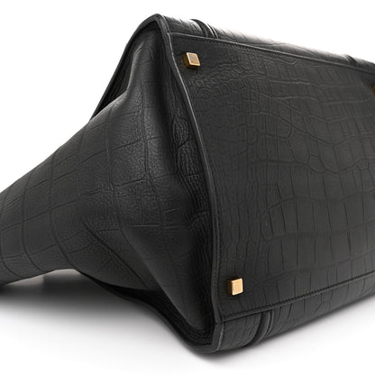 Celine Crocodile Embossed Calfskin Large Phantom Luggage Black 9 of 14