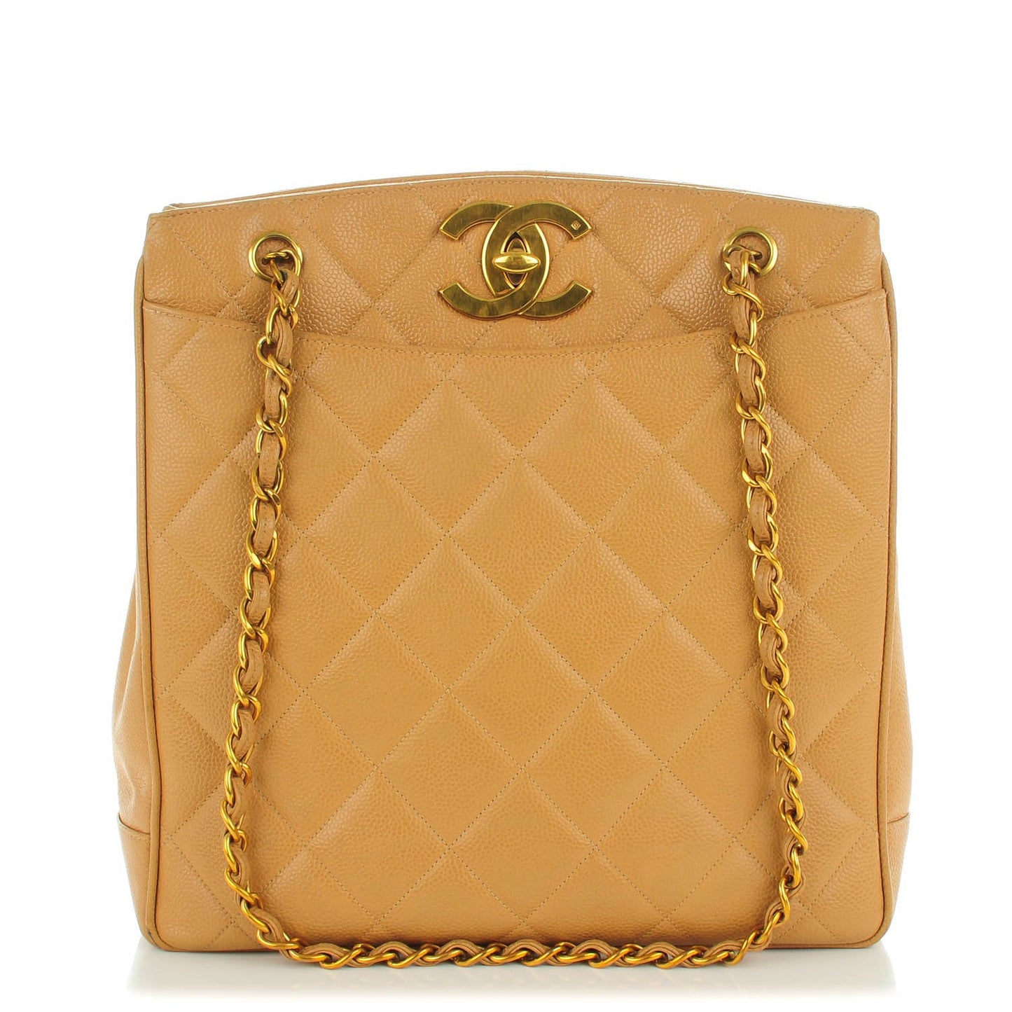 Caviar Quilted Shoulder Bag Beige