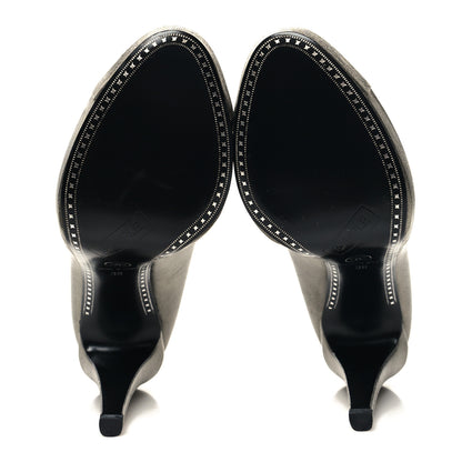 Chanel Metallic Calfskin Cap Toe Camellia Pumps 38 Metallic Grey 5 of 9